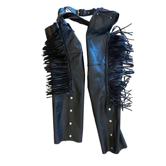 Hot Leathers Ladies Black Leather Motorcycle Fringed Biker Adjustable Buckle. SM - Picture 2 of 8